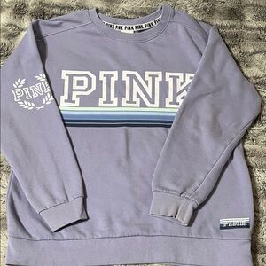 PINK Victoria's Secret Lavender Crewneck with Striped Chest Logo